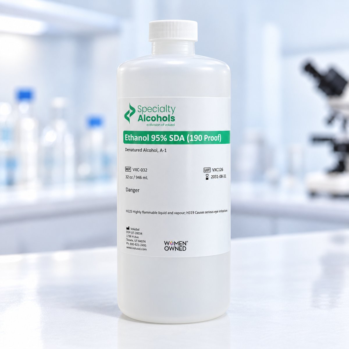 Ethanol 95% SDA (190 Proof) — Specialty Alcohols, single 32 oz container shown